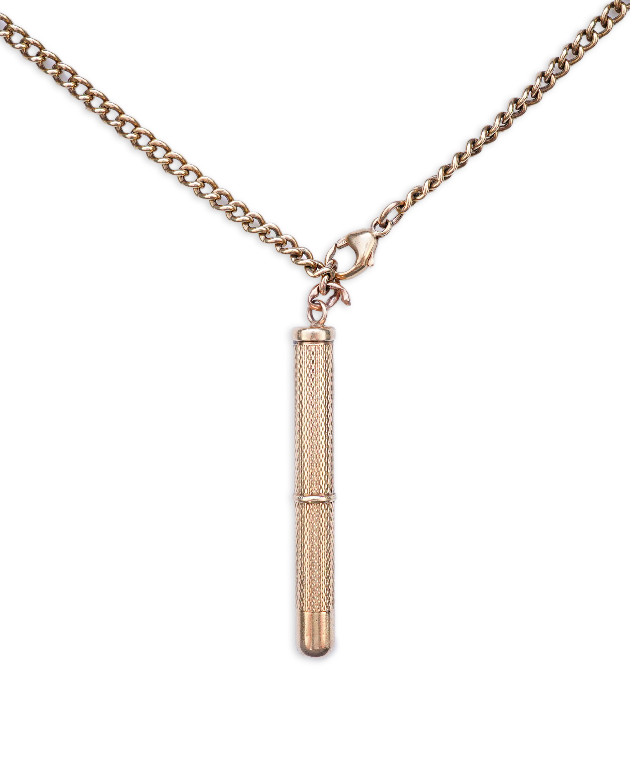 A gold toothpick and chain necklace